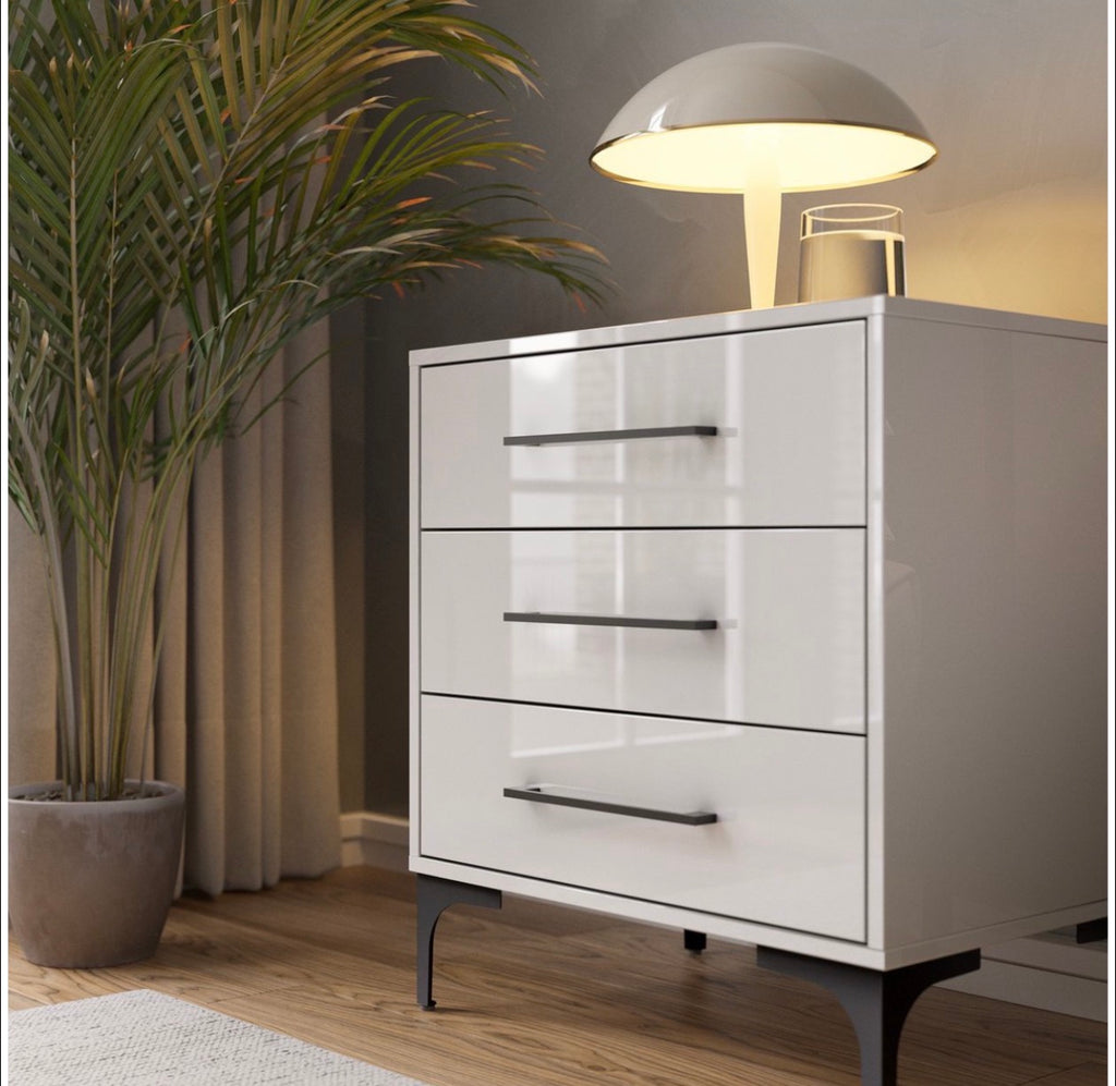 White High Gloss Bedside Table